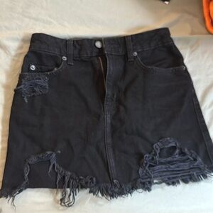 CARMAR Denim distressed black mini skirt